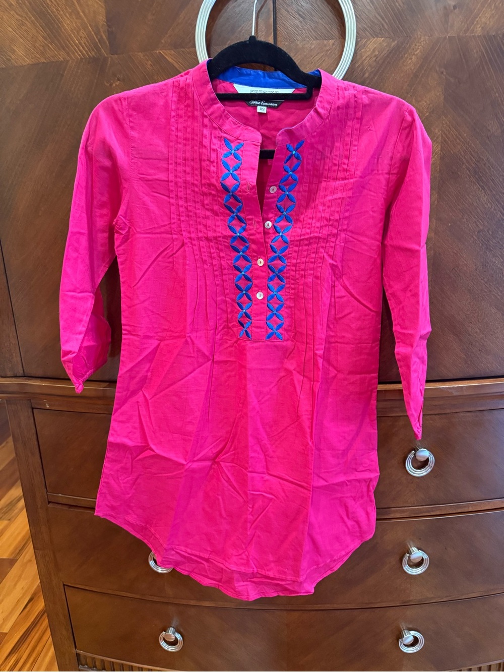 Women’s Pink Embroidered Tunic Top